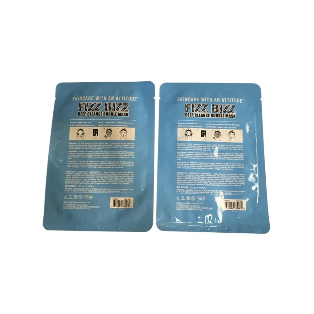 Rude Fizz Bizz Deep Pore Cleanse Bubble Mask‎ Microbubble Detox Sheet Korea 2pcs